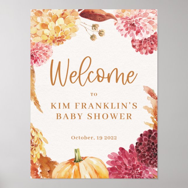 Baby shower d'automne Petite Affiche de bienvenue  (Devant)