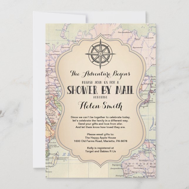 Baby shower d'aventure par carte postale Travel Wo (Devant)