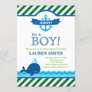 Baby shower de baleine Invitation bébé garçon