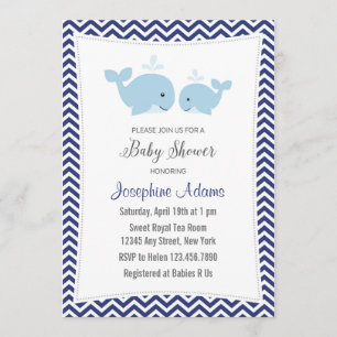 Baby shower de baleines Invitation Marine Bleu
