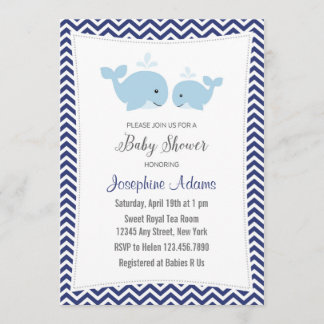 Baby shower de baleines Invitation Marine Bleu
