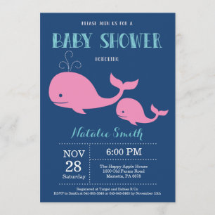 Baby shower de baleines Invitation Marine Bleu.Nau