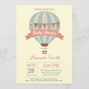 Baby shower de ballon à air chaud Invitation Jaune