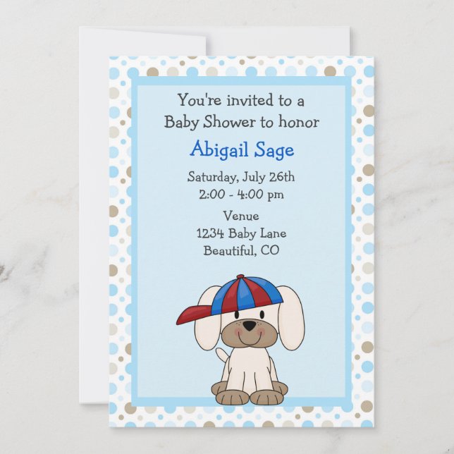 Baby shower de baseball de puppy Invitation pour l (Devant)