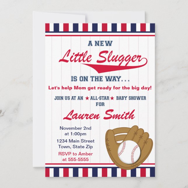 Baby shower de baseball Invitation 5x7 Card (Devant)