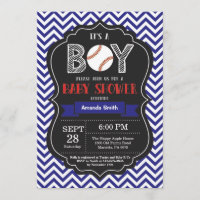 Baby shower de baseball Invitation Gary Blue Chevr