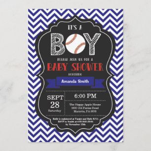 Baby shower de baseball Invitation Gary Blue Chevr