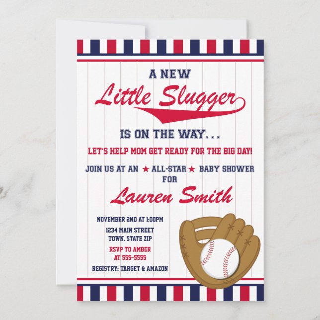 Baby shower de baseball Invitation Tous les sports (Devant)