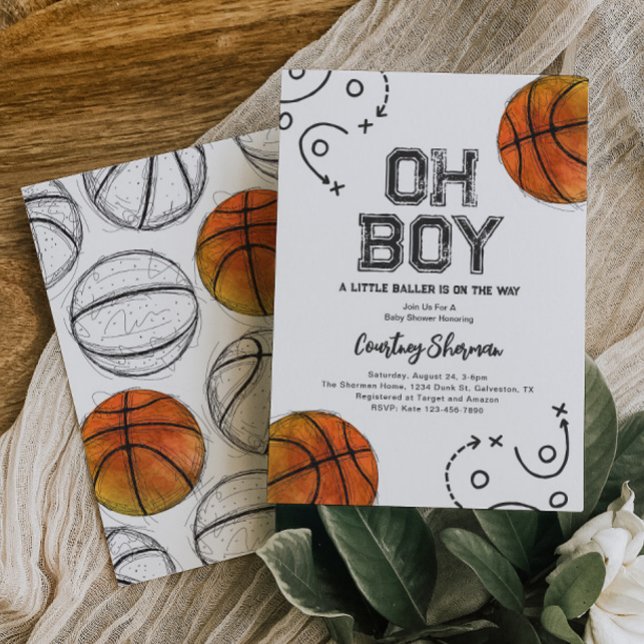 Baby shower de basket-ball aquarelle Invitation (Créateur téléchargé)