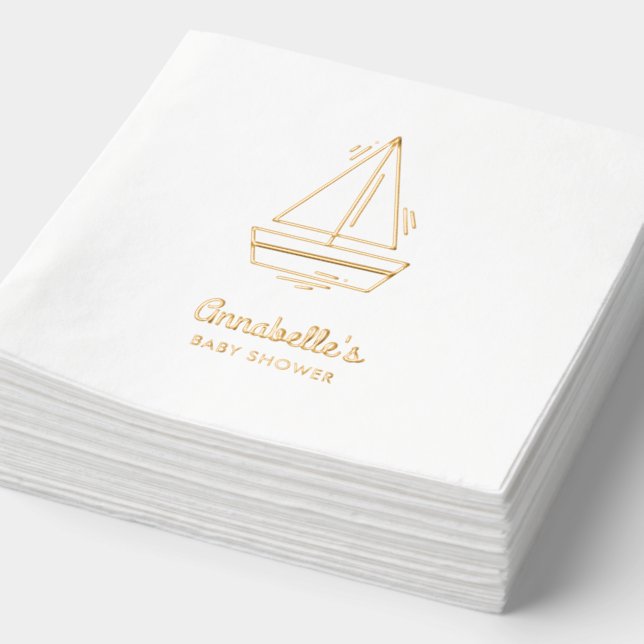 Baby shower de bateau à voile personnalisé serviet (Détail)