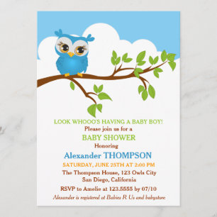 Baby shower de bébé Chevêchette douce Invitation d