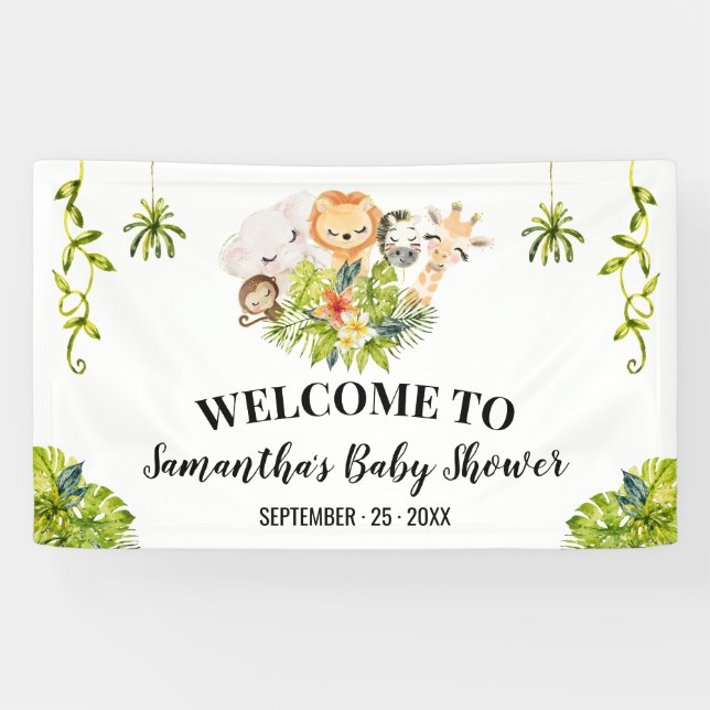 Baby shower de bienvenue Safari Animaux bannière (Horizontal)