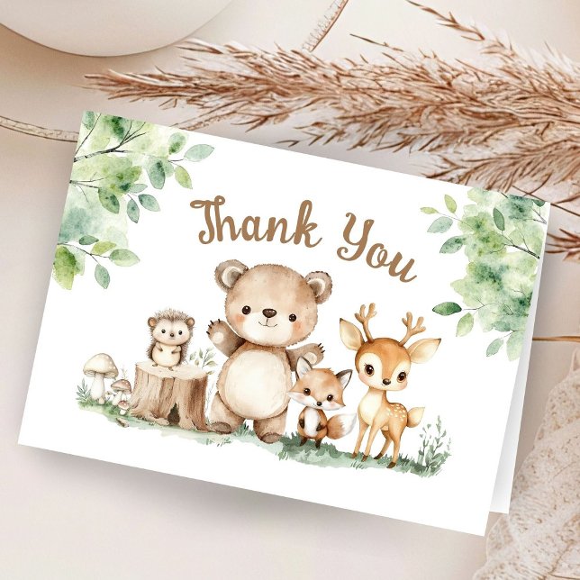 Baby shower de bois Carte de remerciements plié (Créateur téléchargé)