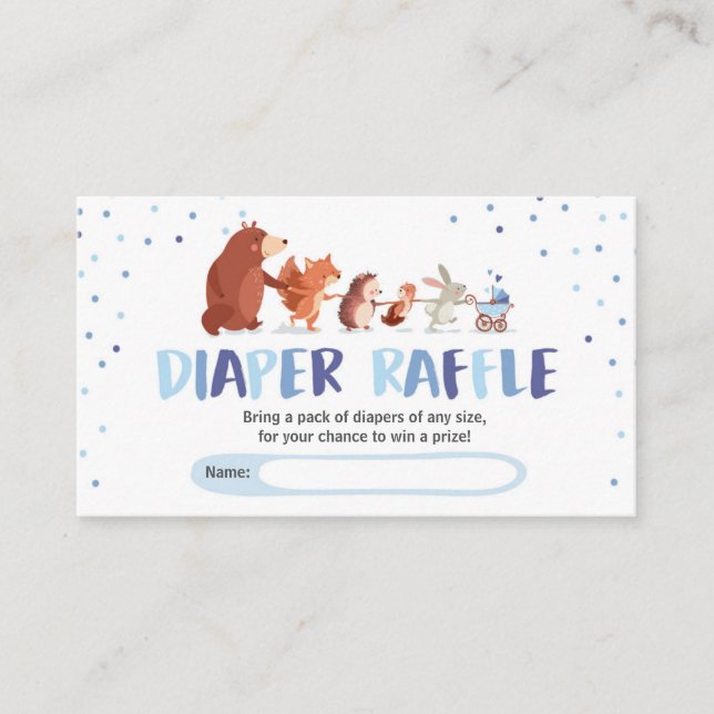 Baby shower de bois Déchets Carte Raffin Garçon Bl (Devant)