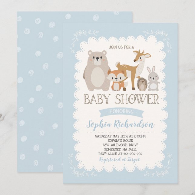 Baby shower de bois Invitation douche lunaire (Devant / Derrière)