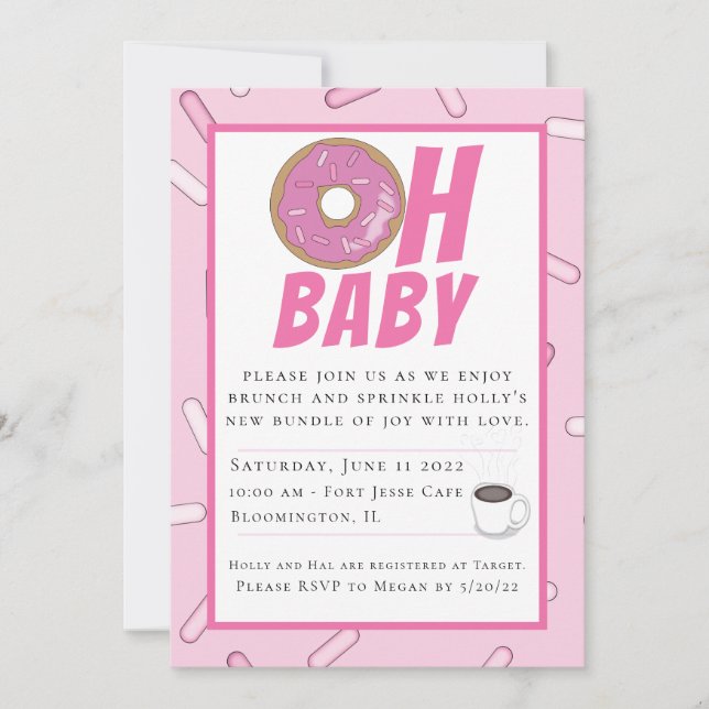Baby shower de Brunch Invitation de Pink Sprinkles (Devant)