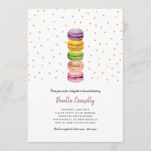 Baby shower de brunch Macaron confetti invitation