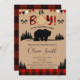 Baby shower de bûcheron Plaid Invitation