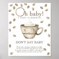 Baby shower de café de dessin - Ne pas dire Poster