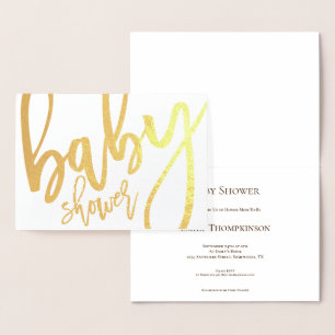 baby shower de calligraphie Invitation Gold Foil C
