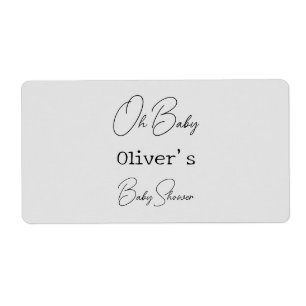 Baby shower de calligraphie simple gris élégant