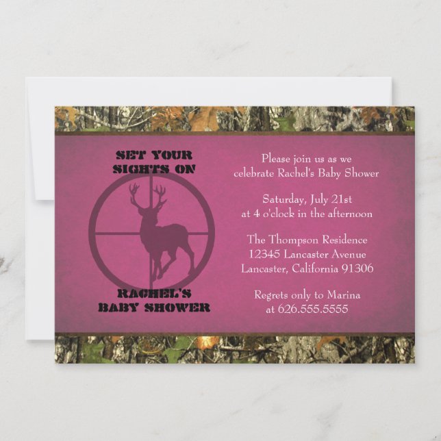 Baby shower de Camo - invitations de fille (Devant)