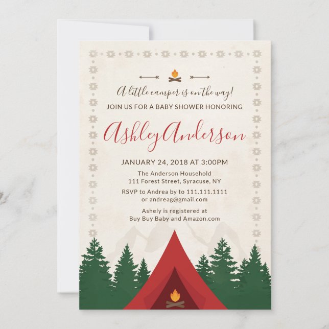 Baby shower de camping Invitation (Devant)