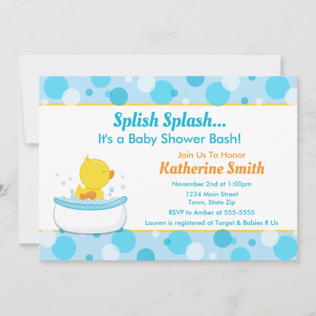 Baby shower de canard Invitation Bébé Canard Garço (Devant)
