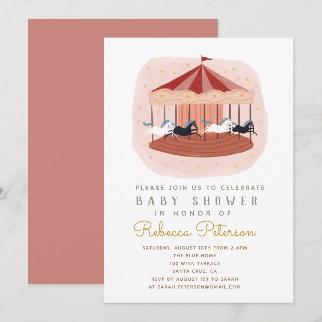baby shower de carrousel Invitation (Devant / Derrière)
