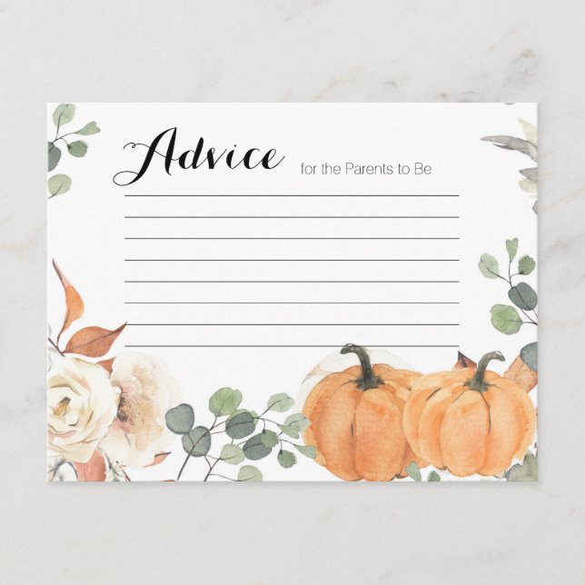Baby shower de carte de conseil citrouille rustiqu (Devant)