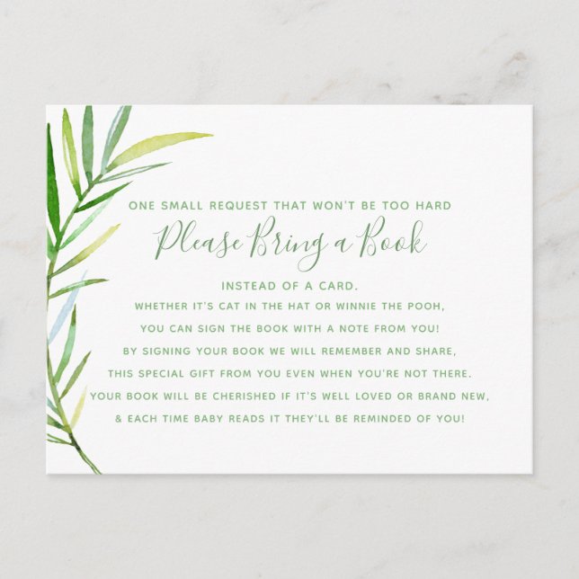 Baby shower de carte de livre pour Feuilles de cou (Devant)