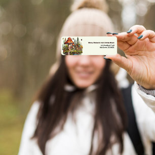 Baby shower de champignons rustiques de bois Étiqu