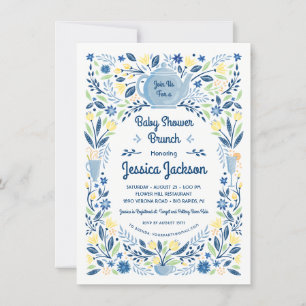 Baby shower de charme Brunch Invitation Bleu