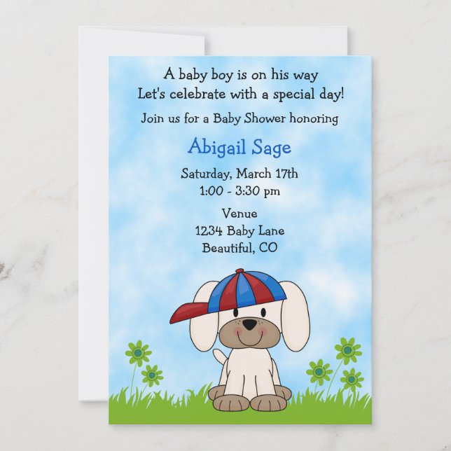 Baby shower de chiot mignon Invitation pour les ga (Devant)