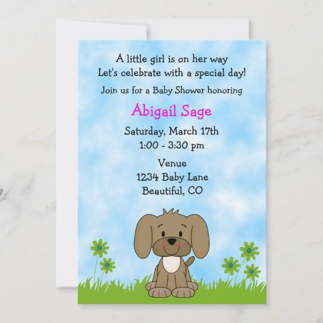 Baby shower de chiot mignonne Invitation pour les  (Devant)
