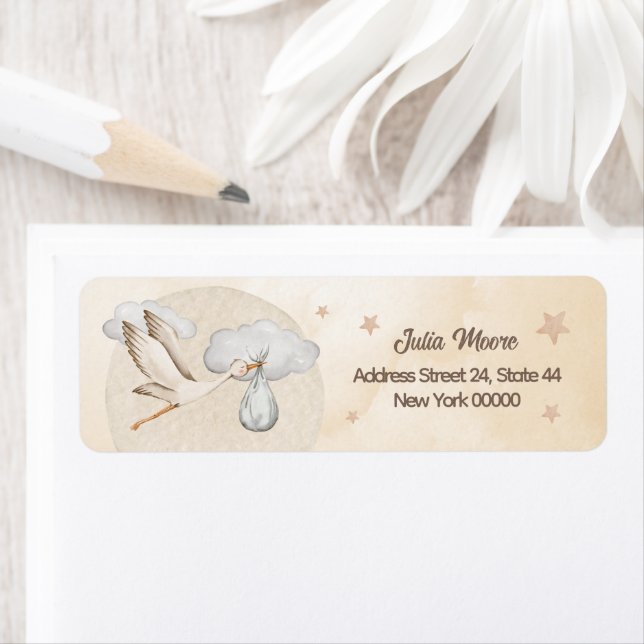Baby shower de cigogne d'aquarelle (En situation)