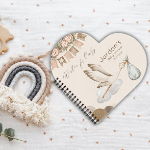 Baby shower de cigogne d'aquarelle Livre d'invité