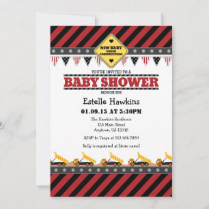 Baby shower de construction rouge Invitation