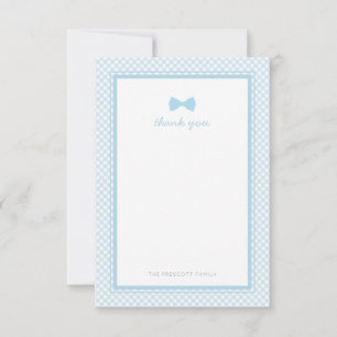 Baby shower de cravate en vichy bleu merci note