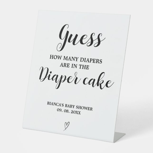 Baby shower de devinette moderne  Jeu signe (Recto)