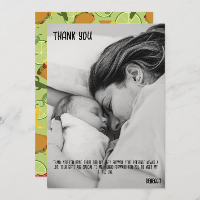 Baby shower de fêtes mexicain merci (Devant / Derrière)