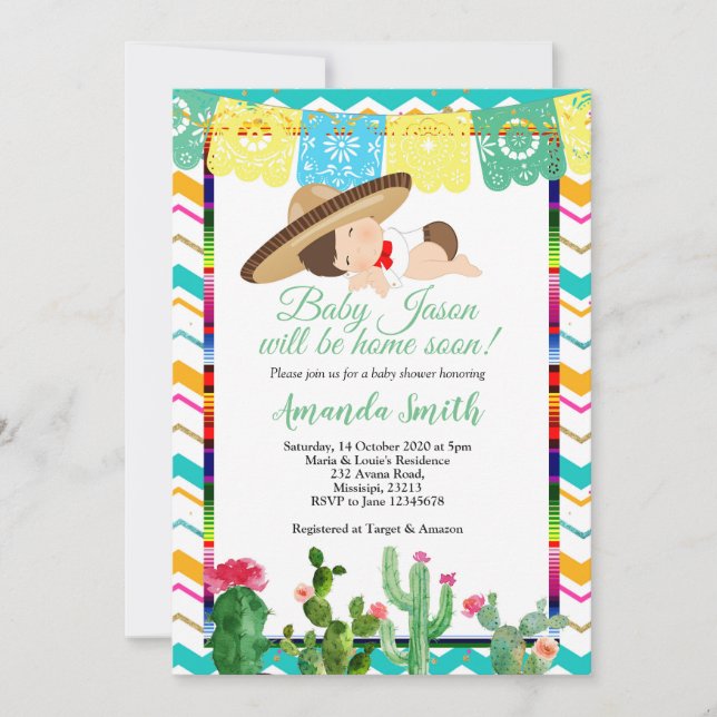 Baby shower de Fiesta Invitation Boy été (Devant)