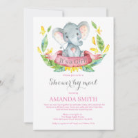 Baby shower de fille éléphante par invitation par
