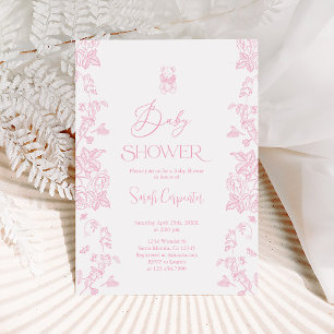 Baby shower de fille en toile rose Invitation