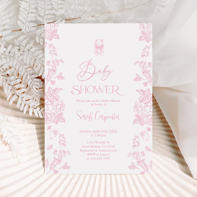 Baby shower de fille en toile rose Invitation (Créateur téléchargé)