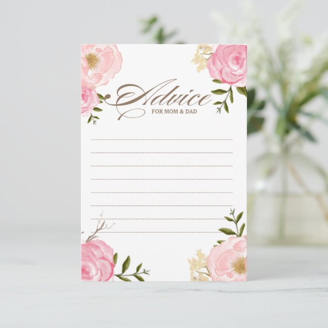Baby shower de fleurs d'aquarelle rose Carte II (Debout devant)