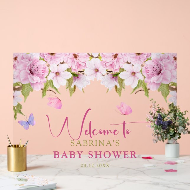 Baby shower de fleurs de cerisier d'aquarelle Bien (Mariage)