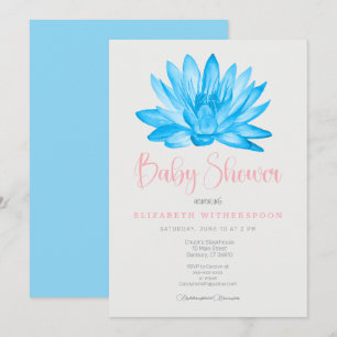baby shower de fleurs de lotus bleu Invitation des