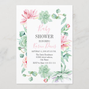 Baby shower de fleurs succulentes Invitation