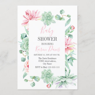 baby shower de fleurs succulentes Invitation